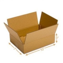 3 Ply Corrugated Cardboard Box - 10 x 7 x 3 Inch