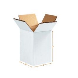 White 3 Ply Corrugated Cardboard Box - 4 x 4 x 6 Inch