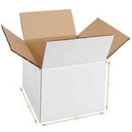 White 5 Ply Corrugated Cardboard Box - 6 x 6 x 5 Inch