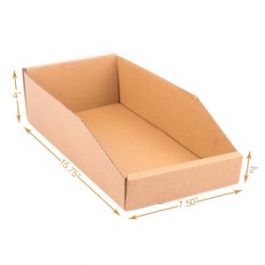 Corrugated Bin Box - Single Wall (3 Ply) - 15.75 x 7.5 x 4 Inch